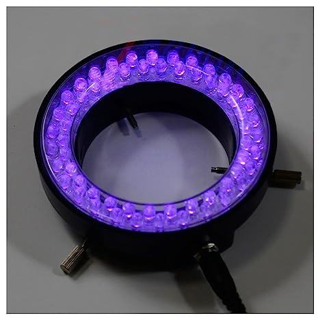Microscope Accessories Kit Purple Color Lights - 60PCS LED Brightness Adjustable Illuminated Ring Lamp Adapter 220V or 110V for Stereo Microscope Microscope Slides