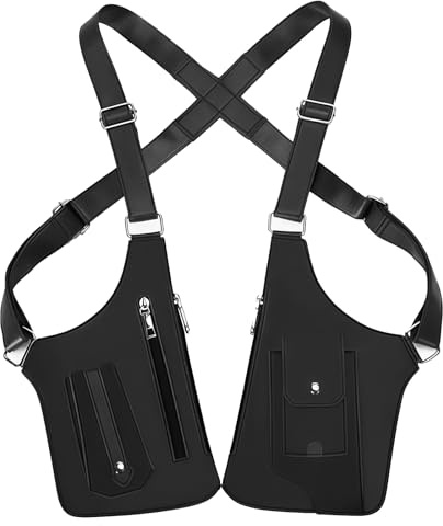 Générique Sacoche Homme,Sac Bandoulière Homme,Sac De Poitrine Holster Portefeuille, Poitrine Cuir Harnais Antivol Cuir Homme,Holster D'épaule à Double Poche,Pour Papa Petit Ami Femme Clé De