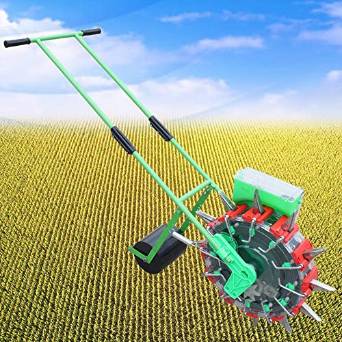 Adjustable Depth Corn Planter Seeder - Hand-Push 6-Mouth Roller Seeder for Accurate Planting & Fertilizing - Essential Garden Tool for Efficient Seed Dispensing.