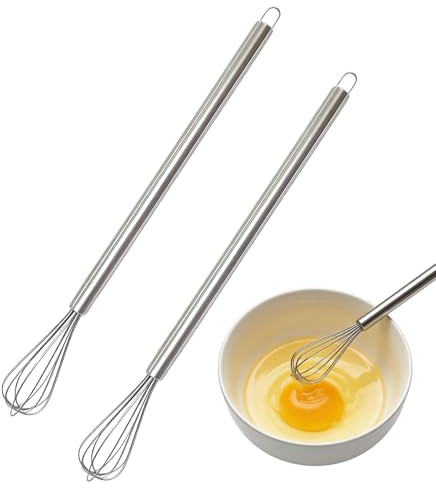 Dstarymnix Mini visp rostfritt stål liten – omrörare för koppar och små mängder, robust visp för skumning, omrörning och visp, 2 stycken vardera 23 cm