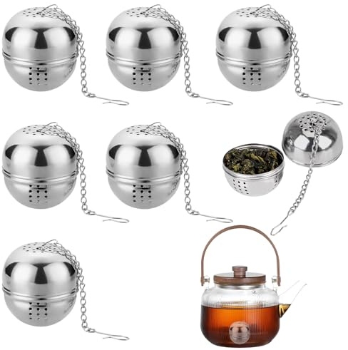 Tee Ei Für Losen Tee, Teeei Edelstahl, Gewürzsieb – 6 Stück 4,5×4 Cm Feinmaschig, Wiederverwendbar, Spülmaschinenfest, Langlebig; Passt Für Tassen, Teekannen Und Gewürzbehälter
