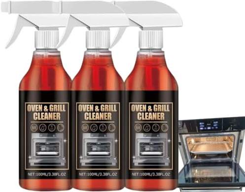Oven Cleaner Heavy Duty Spray,100 ml Heavy Duty Oven and Grill Cleaner,Stainless Steel Cleaner Spray,Multi-purpose Cleaner for Kitchen,Cookers,Hoods,For Microwave,Air Fryer,Ovens,Grills,BBQ (3PC)