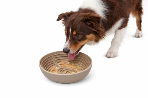 hundenapf - katzennapf - leckmatte Hund - Laslo rund - Taupe - Ø16,5 cm - silikon rutschfest - für nassfutter und Snacks