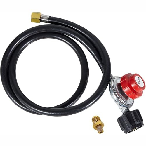 tooloflife Regulador ajustable de alta presión de 0 a 20 PSI, perilla roja ajustable con manguera de 4 pies, conexión QCC1 tipo 1 para quemadores de gas al aire libre, freidoras de pavo y ahumadores