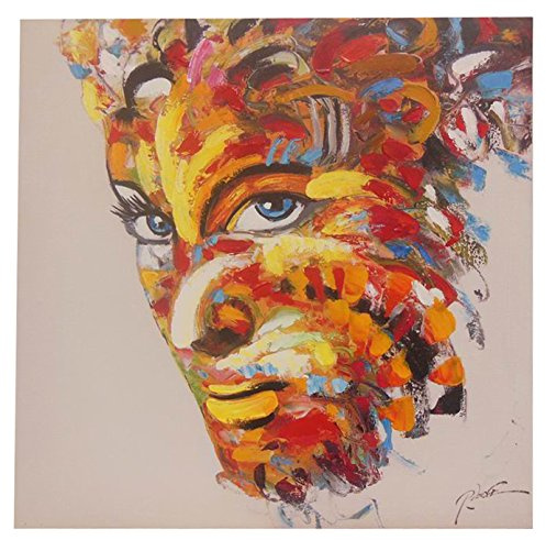 Biscottini - Cuadro al óleo sobre lienzo pintado a mano, 60 x 3 x 60 cm