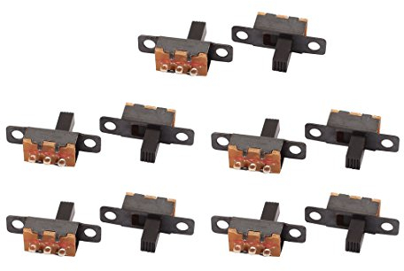 sourcingmap 10Pcs 2 Position 3P SPDT Panel Mount Micro Slide Switch Latching Toggle Switch