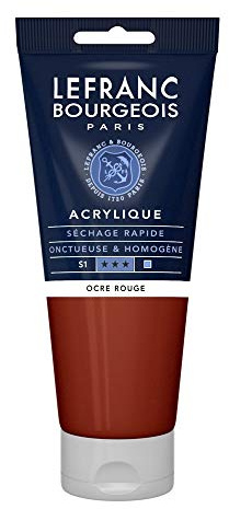 Lefranc Bourgeois 300429 fin akrylfärg – rödocker, 200 ml tub, vattenbaserad akrylfärg, snabbtorkande, ljusäkta, vattentät