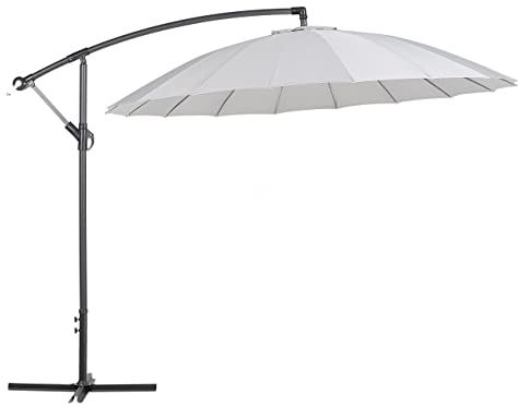 Beliani Modern Outdoor Garden Cantilever Parasol Light Grey Polyester Canopy Calabria II