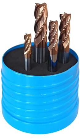 VHM HPC Fräser, Schaftfräser, Universalfräser Z=4 Ø 1-20 mm, TiSiN-Beschichtet für Werkstoffe bis ca. 52 HRC (6/8 / 10/12 mm - SET)