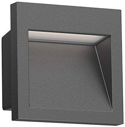 ledscom.de LED Wandeinbauleuchte NOLA, Downlight für außen, IP54, anthrazit matt, 90 x 90mm, warmweiß