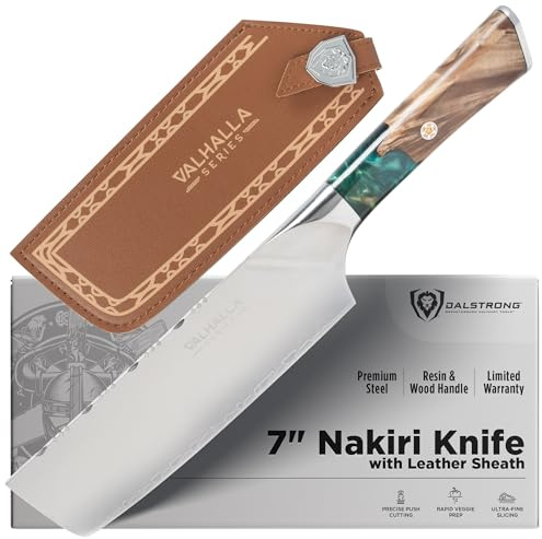 Dalstrong Valhalla 7 Nakiri Knife — Japanese Vegetable Cleaver, 9CR18MOV HC Steel (8–12° Edge), Unique Wood + Resin Handle — For Precision Veg Prep, Asian Cooking & Stir-Fry