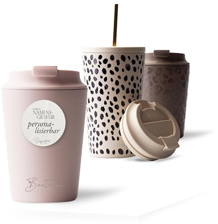 MAMEIDO Thermobecher personalisiert 350 ml, Kaffeebecher to go mit Namen aus Edelstahl doppelwandig isoliert, auslaufsicher, Namensgravur als personalisiertes Geschenk (personalisiert)