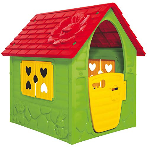 Dohany Kinder Spielhaus – Leichtes Kinderspielhaus & Gartenhaus für Indoor & geschützten Outdoor Bereich, Spielhütte für Jungen & Mädchen ab 2 Jahren, werkzeugloser Aufbau, 90x98x106cm, Grün Rot