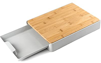 Cutting Board with Base Tray,Kitchen Bamboo Platter Great Gift for Mother’s Day,Multi-Function Pull-Out Cutting Board,Anti-Skid And Hangable