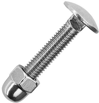 Schlossschrauben M12x90/90 mm mit Hutmuttern M12 aus Edelstahl A2 (5 Stück) | DIN 603 & DIN 1587 - Flachrundschrauben - Kappenmuttern hohe Form von MESAROS®