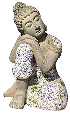 ZLASS Skulptur Dekoration Courtyard Buddha Dekorationen Zen Ornamente Garten Gartenarbeit Landschaftsgestaltung Schlafen Buddha Gemalte Skulptur Dekoration Ornament Gartenskulptur Ornamente