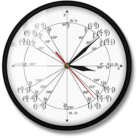 tingnn Unit Circle Math Teacher Reloj de Pared Trigonometría Pre Cálculo Decoración del Aula Geometría Radian Etiquetado Ángulos Valores Reloj de Pared-Metal_Frame_with_acrílico_Glass
