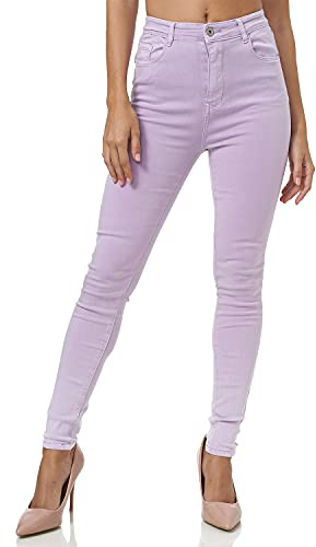 Gloop Dam stretch jeans jeans byxor skinny fit jegging skinnyjeans stretch byxor push up hög midja jeans, lila, XL
