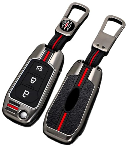 Happyit Zinklegierung + Silikon Autoschlüssel Hüllen für Ford Fiesta Focus Mondeo Kuga Flucht Falcon Galaxy Fusion Mustang Explorer Edge Escort Mk3 Mk4 Ranger 3 Tasten (E, Matte Farbe)
