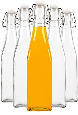 SUPERBUTELKI.PL Set di Bottiglia Quadrata in Vetro, 500 ml, 5 Pezzi, Decorative, Elegante e Moderna, di Alta Qualità