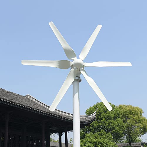 Genway Generatore eolico orizzontale da 12 V, 48 V, 800 W, turbina eolica orizzontale con 6 ali e controller MPPT gratuito per la casa