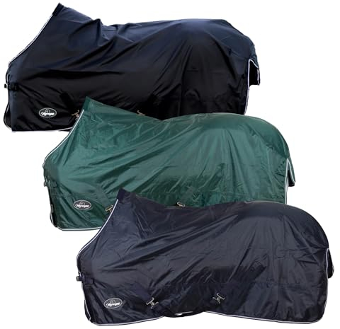 Marengos - Regendecke 420D Economic – leichte Pferdedecke für Regen – atmungsaktiv & wasserdicht – Weidedecke mit Kreuzgurten – Outdoordecke für Pferde – 155 cm in Tannengrün