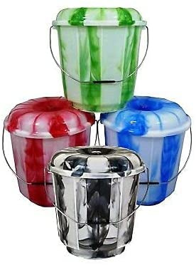 Tiedye Design Storage Bin Water Mixing Bucket With Metal Handle and Lid/Washing Up Bowl Basin Kitchen Mixing Wash Dish Tub/Measuring Mixing Water bathroom Jug/Mug (Random Colours) (3 Litre, Bucket)