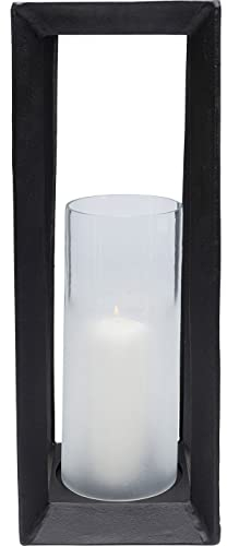 Kare Design Laterne Mabel, Schwarz, Windlicht, Kerzenhalter, Zimmer Deko, Dekoration für Wohnzimmer, Schlafzimmer, Hochzeit, Glas, Aluminium, 61x22x22 cm (H/B/T)
