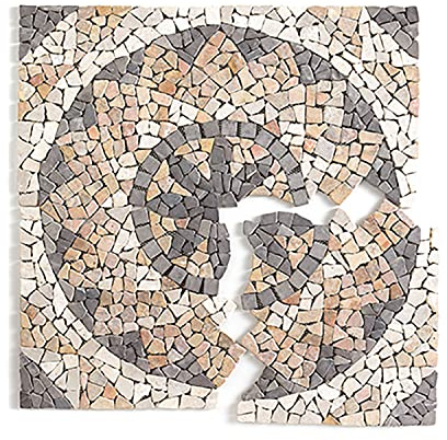 PEGANE Rosace de Plafond (Boite de 1m²) en marbre et travertin Multicolore - 80 x 80 cm