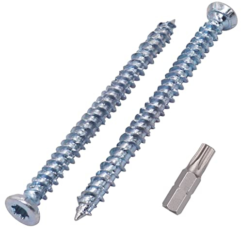 SKIR'CO (50 Stück) Betonschrauben, verzinkt 7,5 x 92 mm Senkkopf, Mauerwerk Schrauben, Rahmen Befestigungsschraube