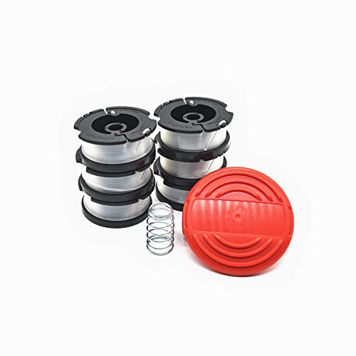 WETOOLPLUS 0.065 in. x 30 ft. Replacement Single Line Automatic Feed Spool AFS for Black Decker String Grass Trimmer/Lawn Edger/Mower,Compatible with AF-100, 6 Spools & 1 Cover Cap