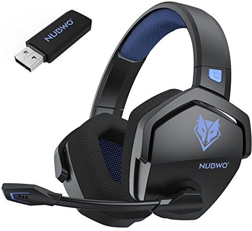 NUBWO G06 Dual Wireless Gaming Headset mit Mikrofon für PS5, PS4, PC, Mobile: 2.4 GHz Wireless + Bluetooth - 100 Stunden - 50mm -Treiber - Blau
