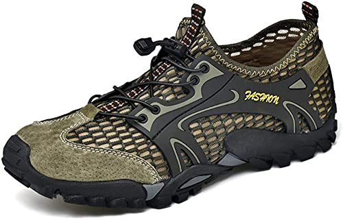 Herrar Vattenskor Snabbtork Sport Aqua Skor Mjuk Vandring Andningsbar Lättvikt Utomhus Mesh Sandaler Barfot Träning Walking Sneakers Grön 41/42 EU