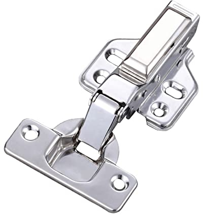 EAUSO Drehscharnier, Schrankscharnier, 304 Edelstahl, hydraulische Möbeltürscharniere, Kupferkern, Schrankdämpfer, Puffer, Soft-Close, 4-teiliges Scharnier-Set, halbaufliegendes Scharnier