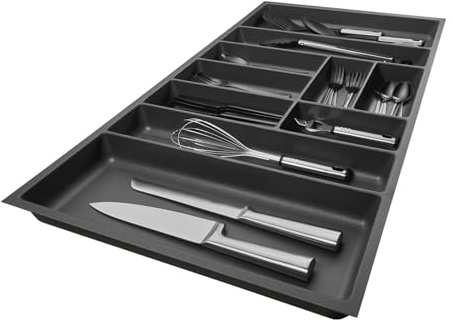 SO-BOX 3 Besteckkasten, Anthrazit, B=89,1 x T=47,3 cm, mit Kanvas-Struktur | Für 100er Nobilia-Schubladen ab August 2012 und weitere Küchen, Tiefe 47,3 cm.