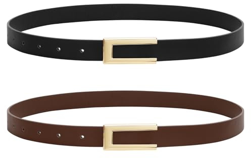 WHIPPY 2er-Pack Ledergürtel Damen Leder gürtel Damengürtel für Jeans Kleider Mäntel mit goldener Schnalle