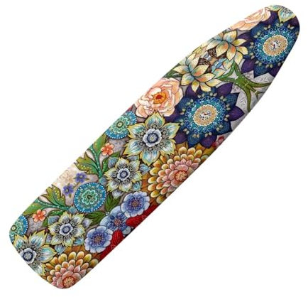 NETILGEN Bügelbrettbezüge, moderne Schutzbezüge, resistent gegen Verbrennungen, rutschfest, maschinenwaschbar, mittlere Größe, passend für Bretter bis 122 x 40 cm, blühende Blume