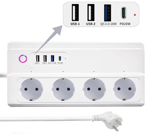 UseeLink ZigBee Smart Steckdosenleiste, 16A, Fernsteuerung, Sprachsteuerung, Zeitplan & Timer, Kompatibel mit Alexa, Google Home, Home Assistant,ZigBee Hub Erforderlich