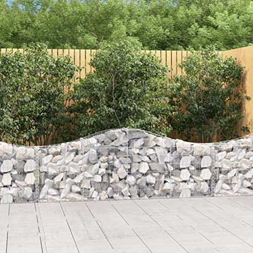 Swpsd Arched Gabion Baskets 8 pcs 200x30x60/80 Gabion Cages Gabion Wall Mesh Wire Stone Basket Galvanised Iron Retaining Wall Planter 200 x 30 x 60/80 cm Arched Gabion Basket