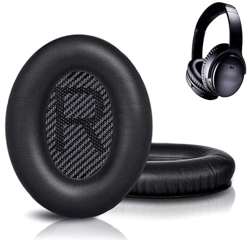 MYAYD Ear Pads Compatible with Headphones Bose QC35 I/II, QC25, QC15, QC2, QC35 Ear Pads Replacement, Ear Pads Cushions Replacement for Bose Headphones Replacement Earpads - Black