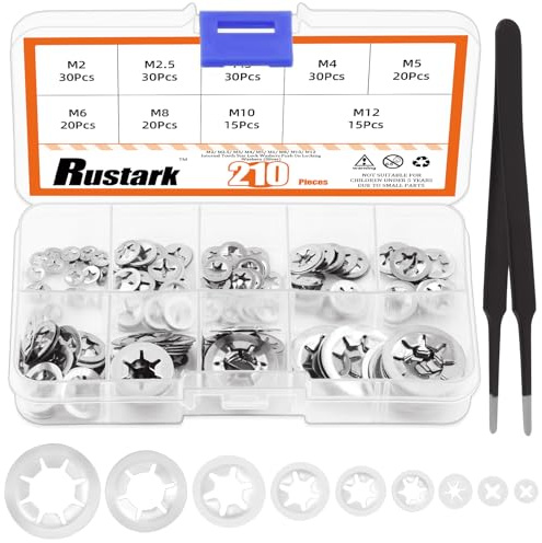 Rustark 211 Stück 9 Größen 304 Edelstahl M2-M12 Innenzahn Sicherungsscheiben Sortiment Kit Innenzahn Klemmscheiben Klemmscheiben Unterlegscheiben
