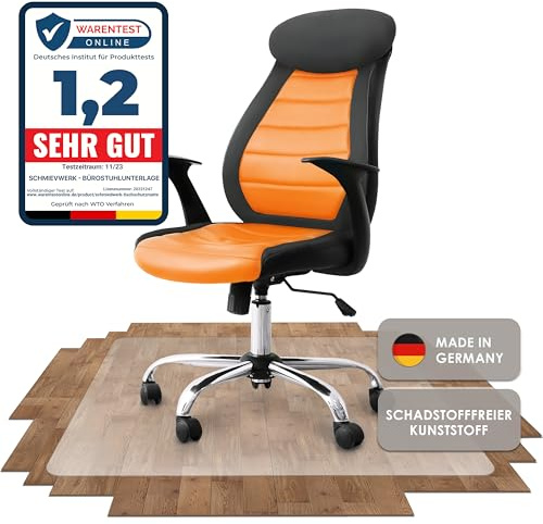 SCHUTZ-FUX Bodenschutzmatte - Robuste Bürostuhlunterlage für Hartböden, rutschfest und Einfach zu Reinigen, Verschiedene Größen - Made in Germany (118x145cm)