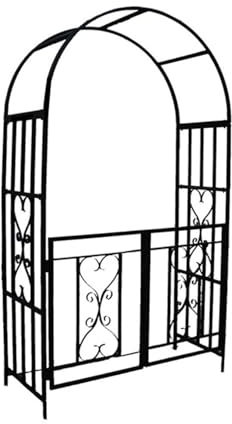 Yidelchon Arche À Rosier Arceau De Jardin Décoration Tuteur avec Portillons en Fer Époxy Support pour Plantes Grimpantes-H X L X P: 210 X 114 X 52 Cm-Arche De Jardin avec Portillon(Black)