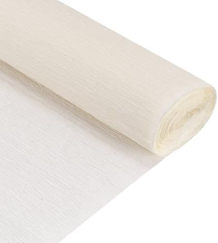 QUARKZMAN 2 rollos de papel crepé de 210 cm de largo y 50 cm de ancho para ceremonias, bodas, varias grandes fiestas, decoración, blanco leche
