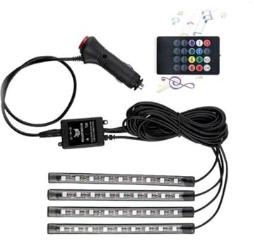Tira LED RGB de bajo Voltaje 4 * 0.225m para iluminación Decorativa y Ambiental en vehículos.