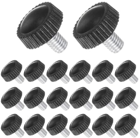CoCud Tornillos Mariposa Con Moleteado, Roscas Macho M5 X 8mm, Cabeza Redonda Negra Perno Fijación Con Roscas Mango, (Aplicaciones: Para Máquinas Tornos), 20pcs