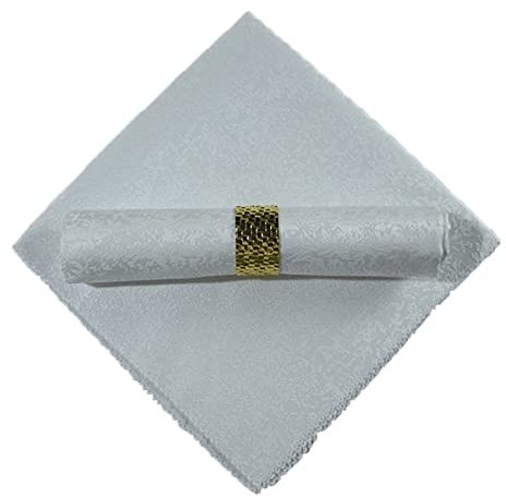 Waschbare Polyester-Servietten,Stoffservietten 4 stücke 48cm Quadrat Tischdecke Servietten for Hochzeit Geburtstag Dekoration farbige Serviette Stoff bestickt