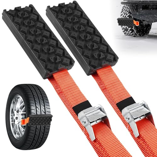 2 cadenas de neumáticos para ruedas, ayuda para el arranque de autocaravanas, ayuda a la tracción de neumáticos, alfombrilla de agarre, placas de arena ajustables todoterreno, cadenas de nieve,