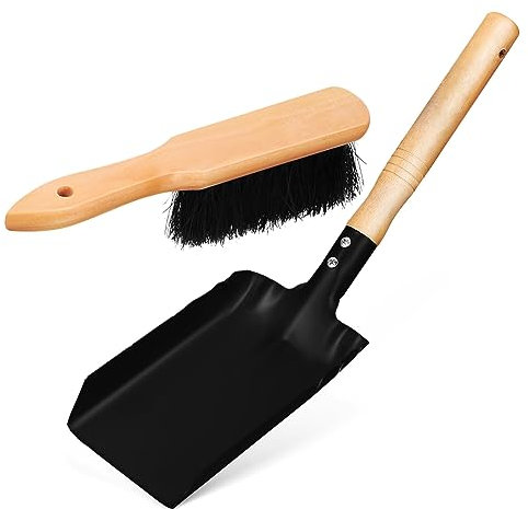 Milisten Kaminschaufel Und Staubbesen Ofenreinigungswerkzeug Mit Holzgriff Kleine Schaufel Und Bürste Für Kamin Garten Und Topfpflanzen