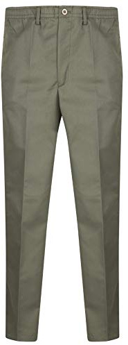 AR Paris Fashions® Mens Smart Rugby Trousers Full Elasticated Stretch Waist Band Casual Workwear Straight Leg Formal Office Work Bottom Pants (Khaki, 36W-27L)